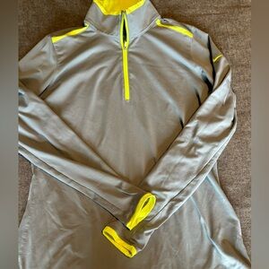Nike Tour Performance Golf‎ Pullover Long Sleeve L Grey / Lime Yellow SZ L